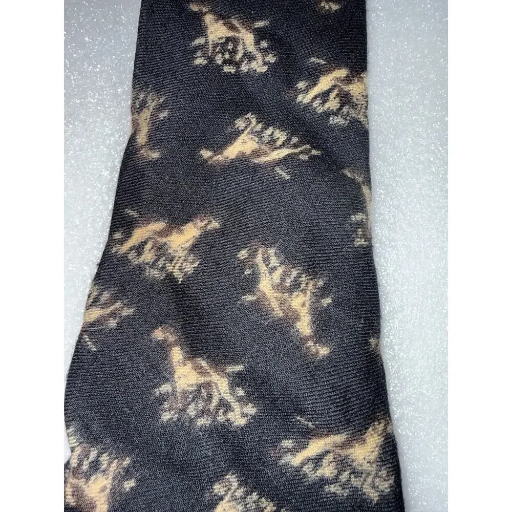 VTG Polo Ralph Lauren Wool Handmade Hound Dog Tie Black
